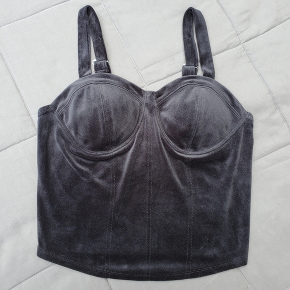 No Boundaries Velour Crop Top L - Picture 1 of 7